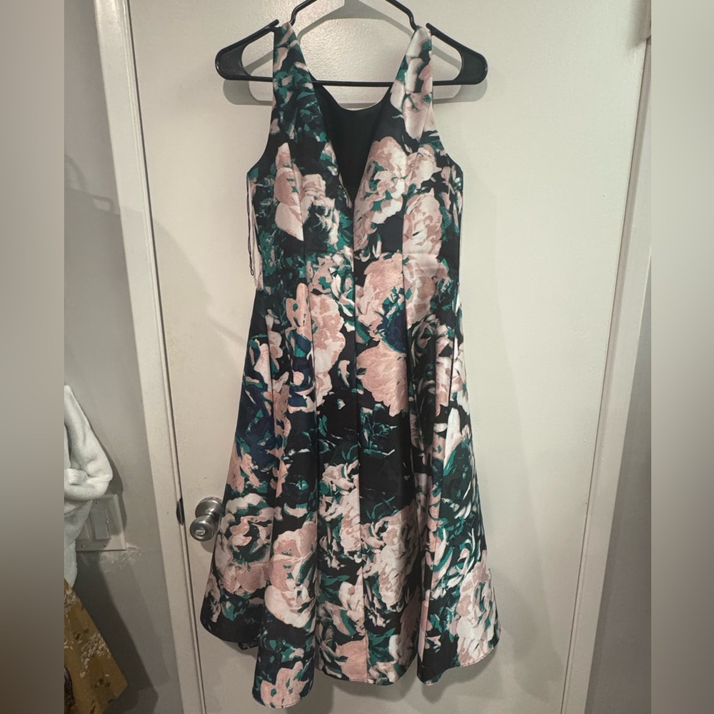 Adrianna Papell Green A-Line Midi Dress